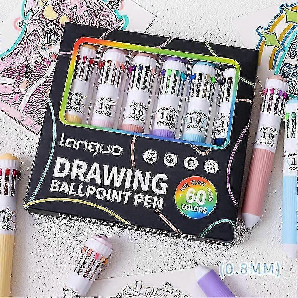 6-Pack Multicolor Retractable Pens compatible with Students and Presentations-Good