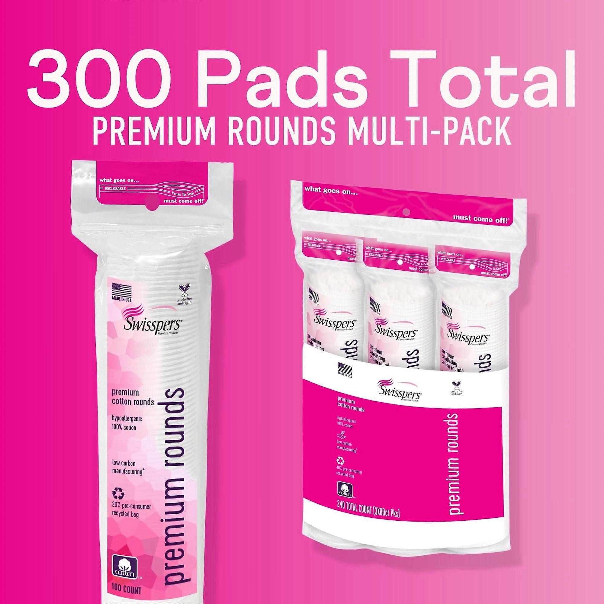 Swisspers Premium Cotton Rounds 100 Pad 3-pack (300 Ct Total)