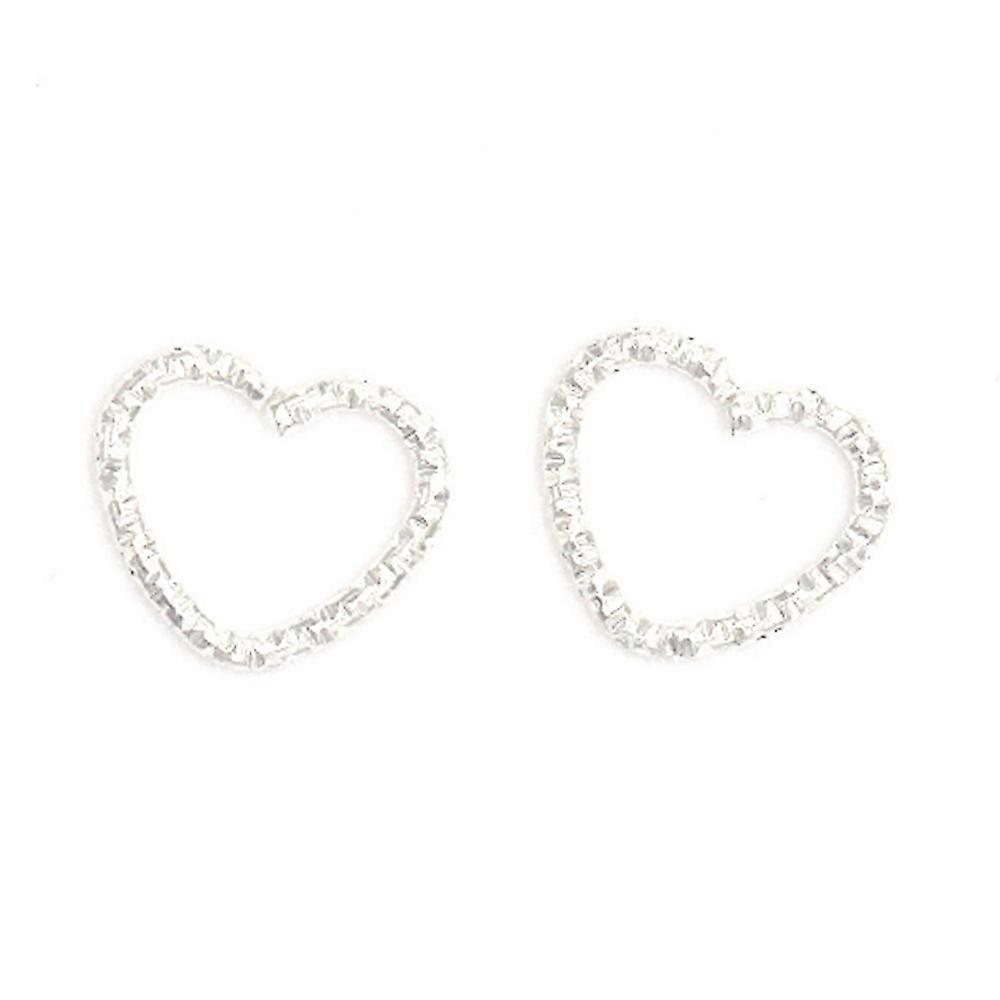 100pcs Iron Linking Ring Openable Textured Heart Silver 12x9mm