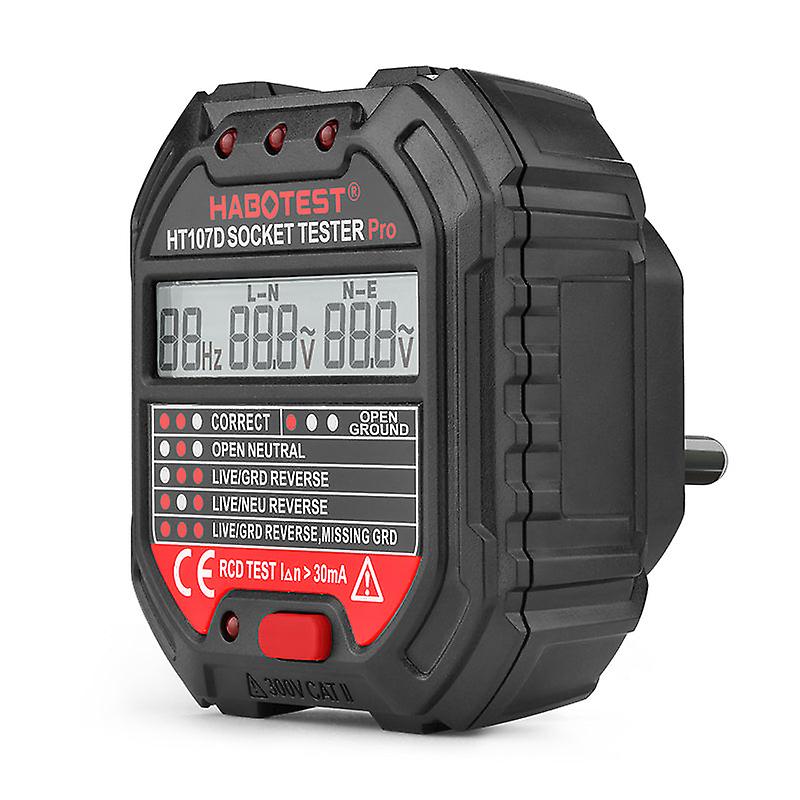 Habotest Ht107 Socket Tester Professional Rcd Test 250v Voltage Measurement Plug Circuit Checker Hz Ground Zero Line Lcd Display