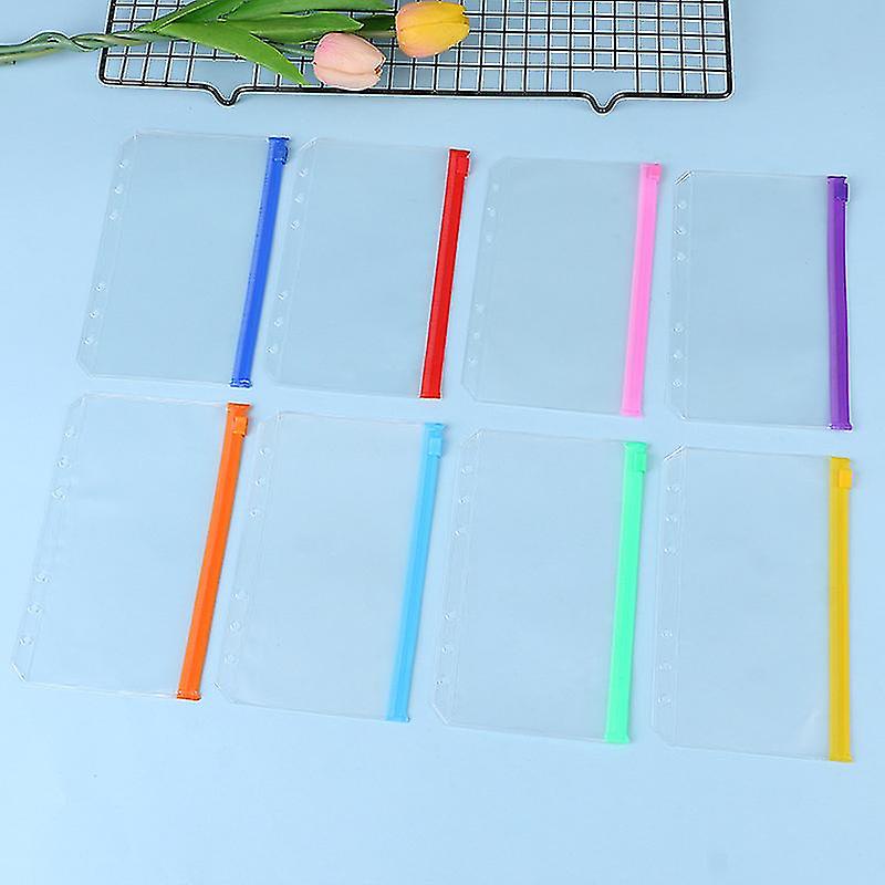 9pcs Binder Pockets A6 Size Multicolor Zipper Folders For 6-ring Bi...