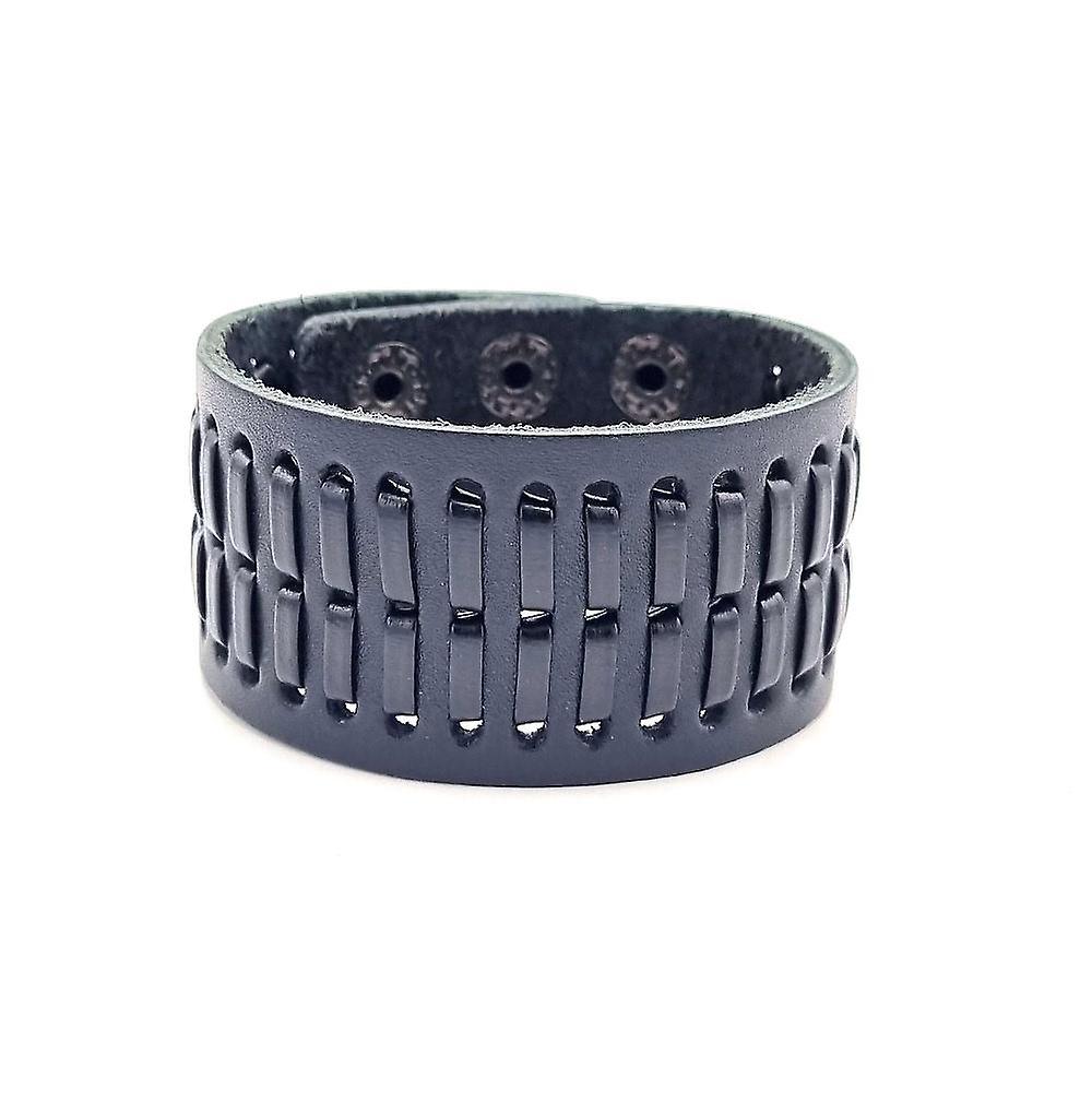 Pulsera de cuero trenzado negro