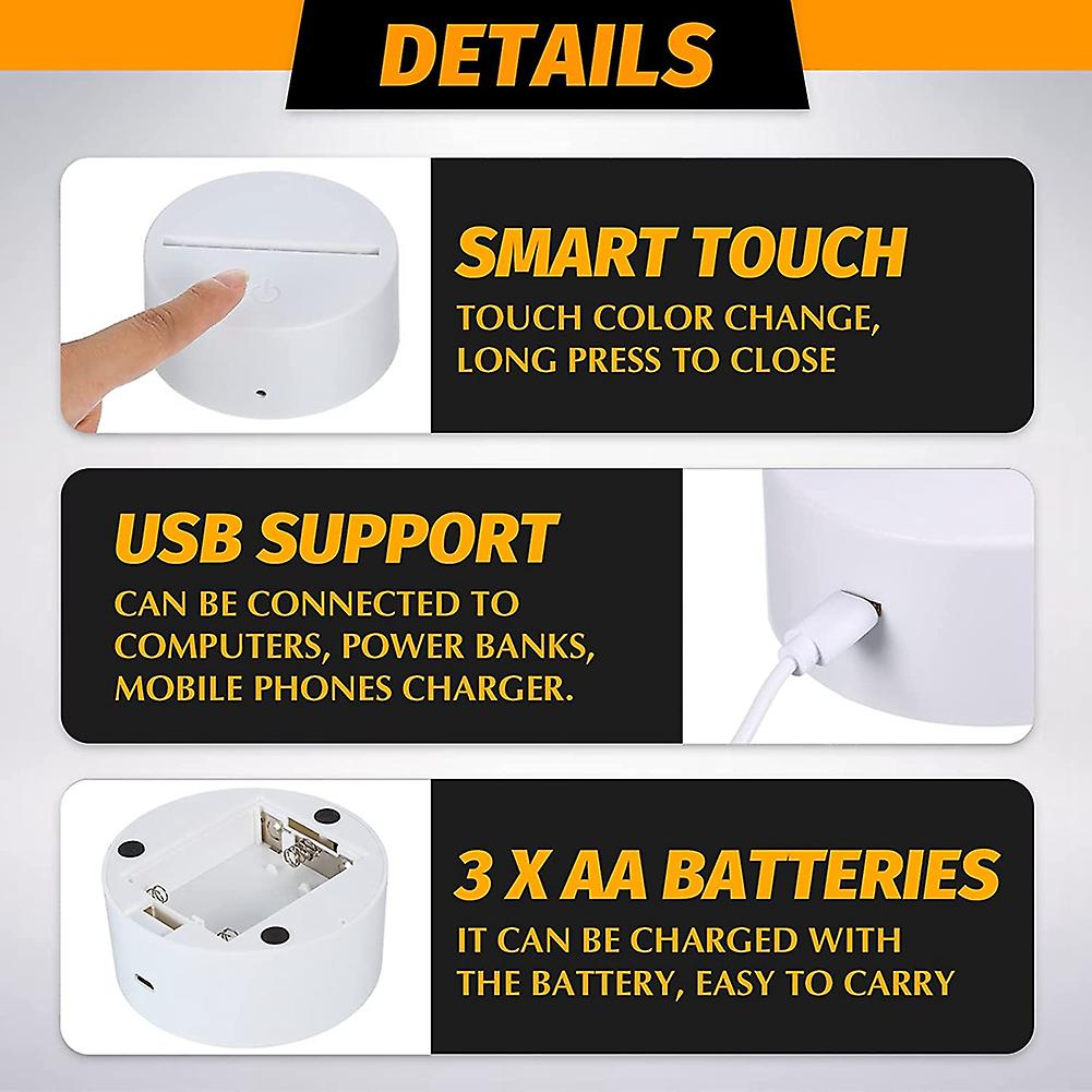 12 Pack 3d Night Led Light Lamp Base + Remote Control + Usb Cable, 16 ...