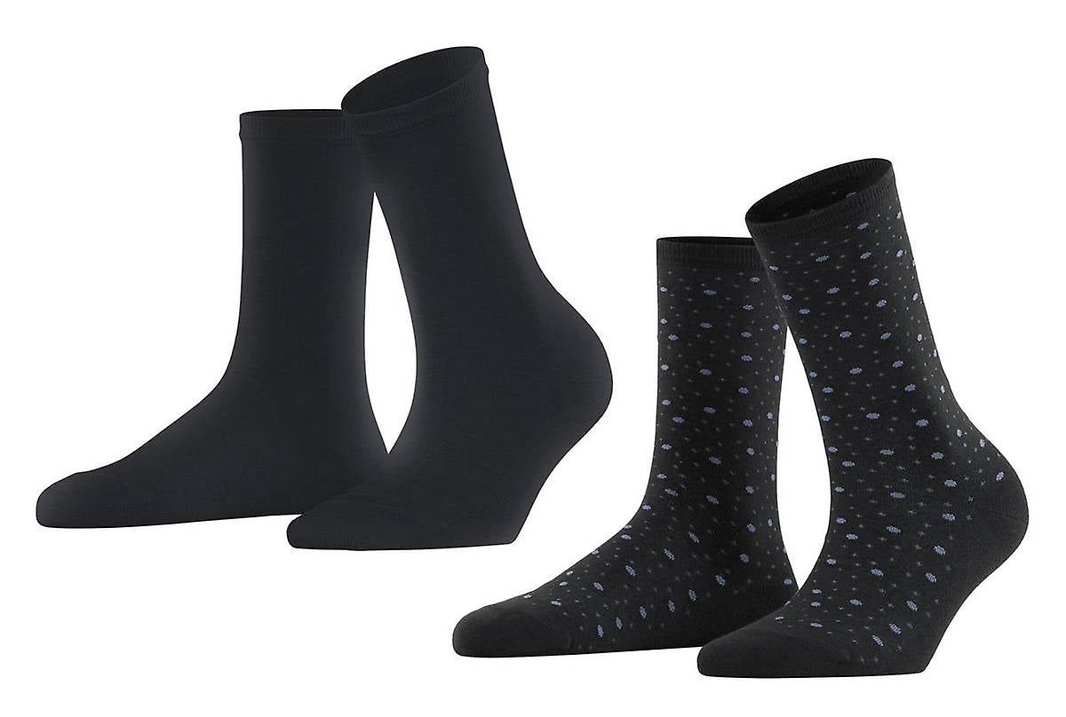 Esprit Playful Dot 2 Pack Socks - Black