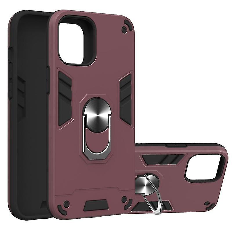 For Iphone 12 Pro Max Armour Series Pc + Tpu Protective Case With Ring Holder(red)