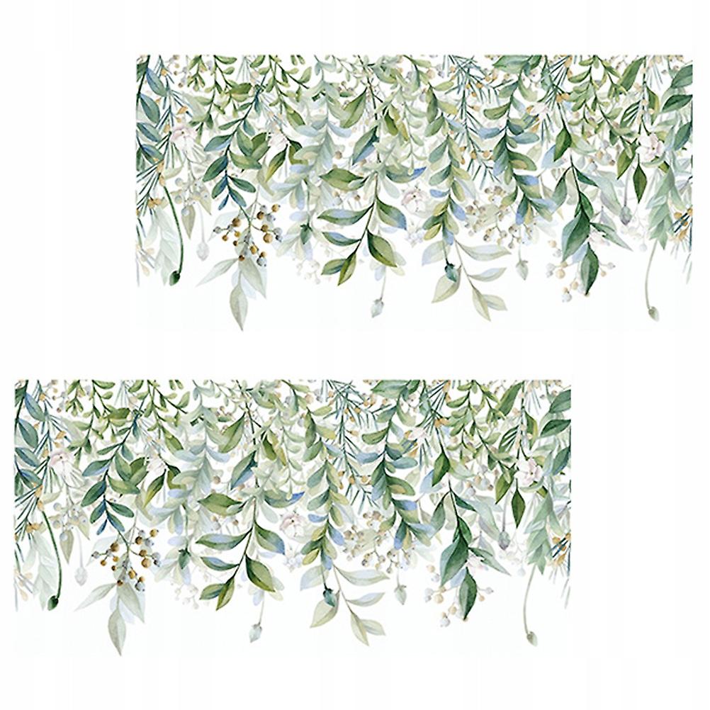 2 sheets, green leaf pattern wall stickers, green