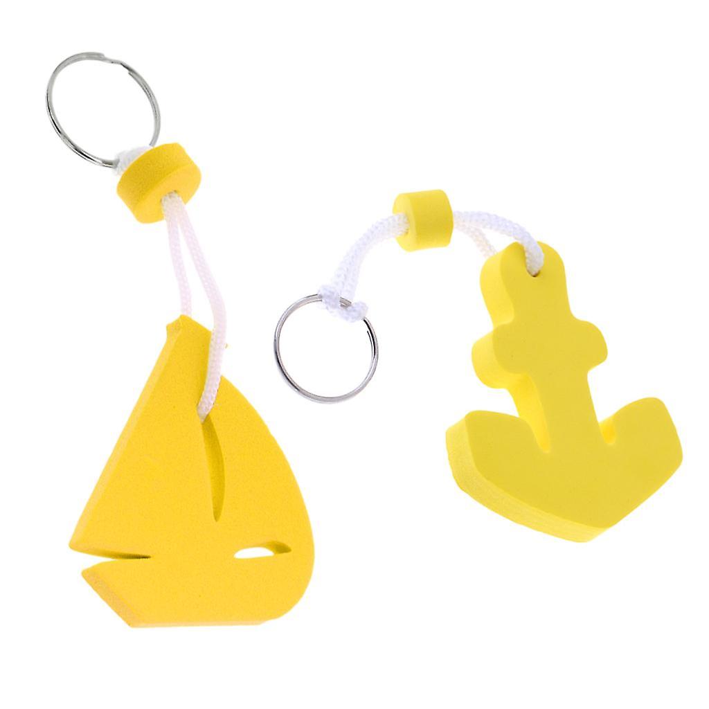Yellow Anchor &  Sailboat Foam Floating Boat Key Ring Keychain