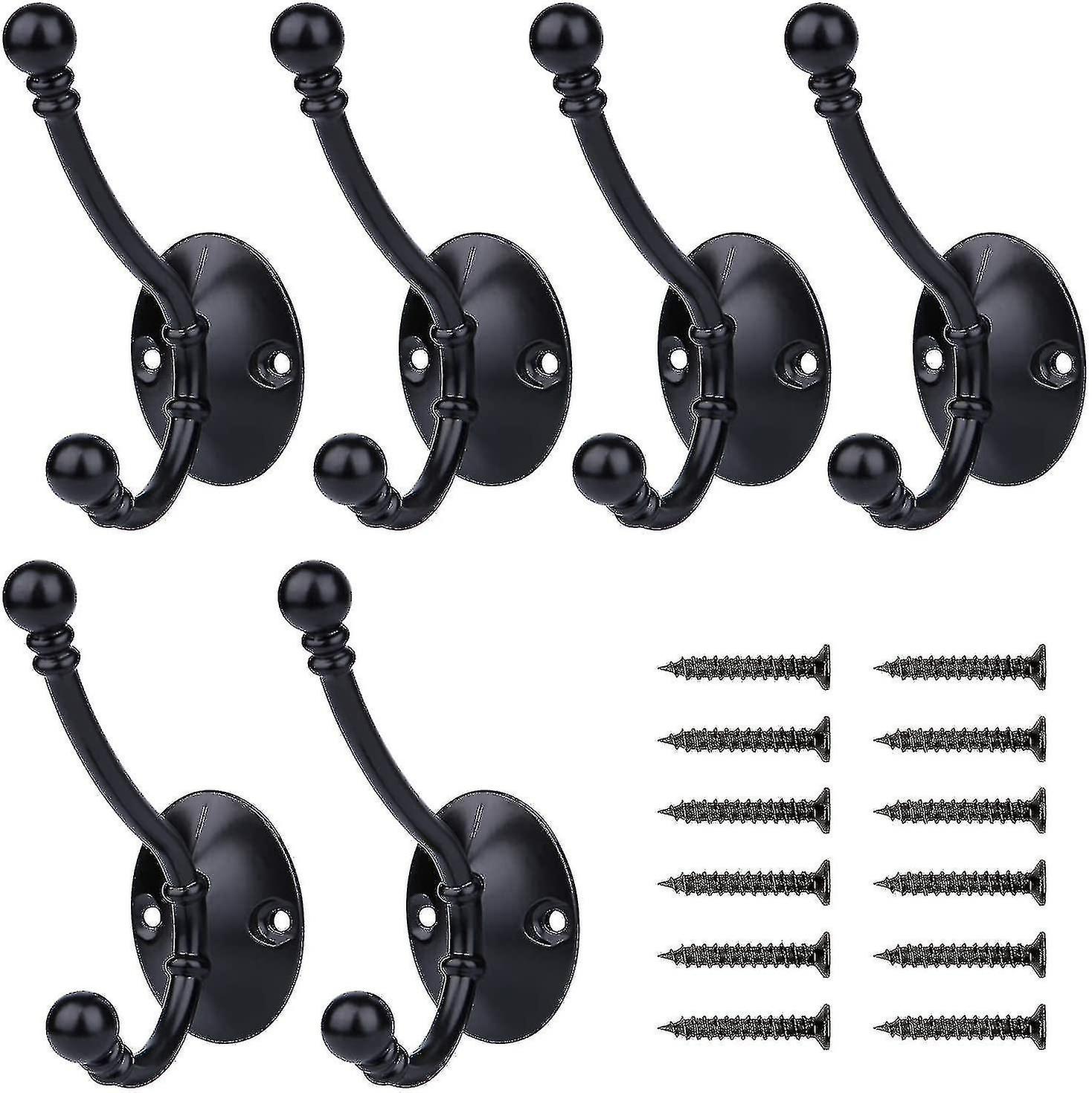 6 Pcs Coat Hooks, Vintage Coat Hooks Double Wall Hooks
