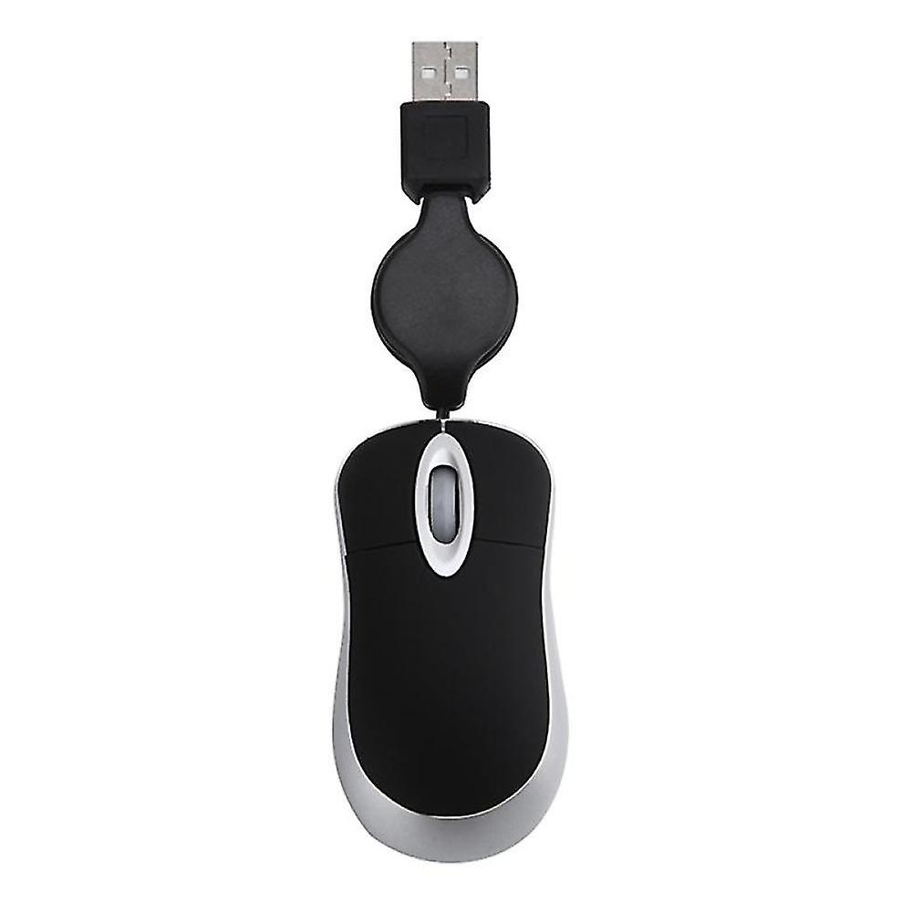 Mini Usb Wired Mouse Retractable Cable Tiny Small Mouse 1600 Dpi Optical Compact Travel Mice For Wi