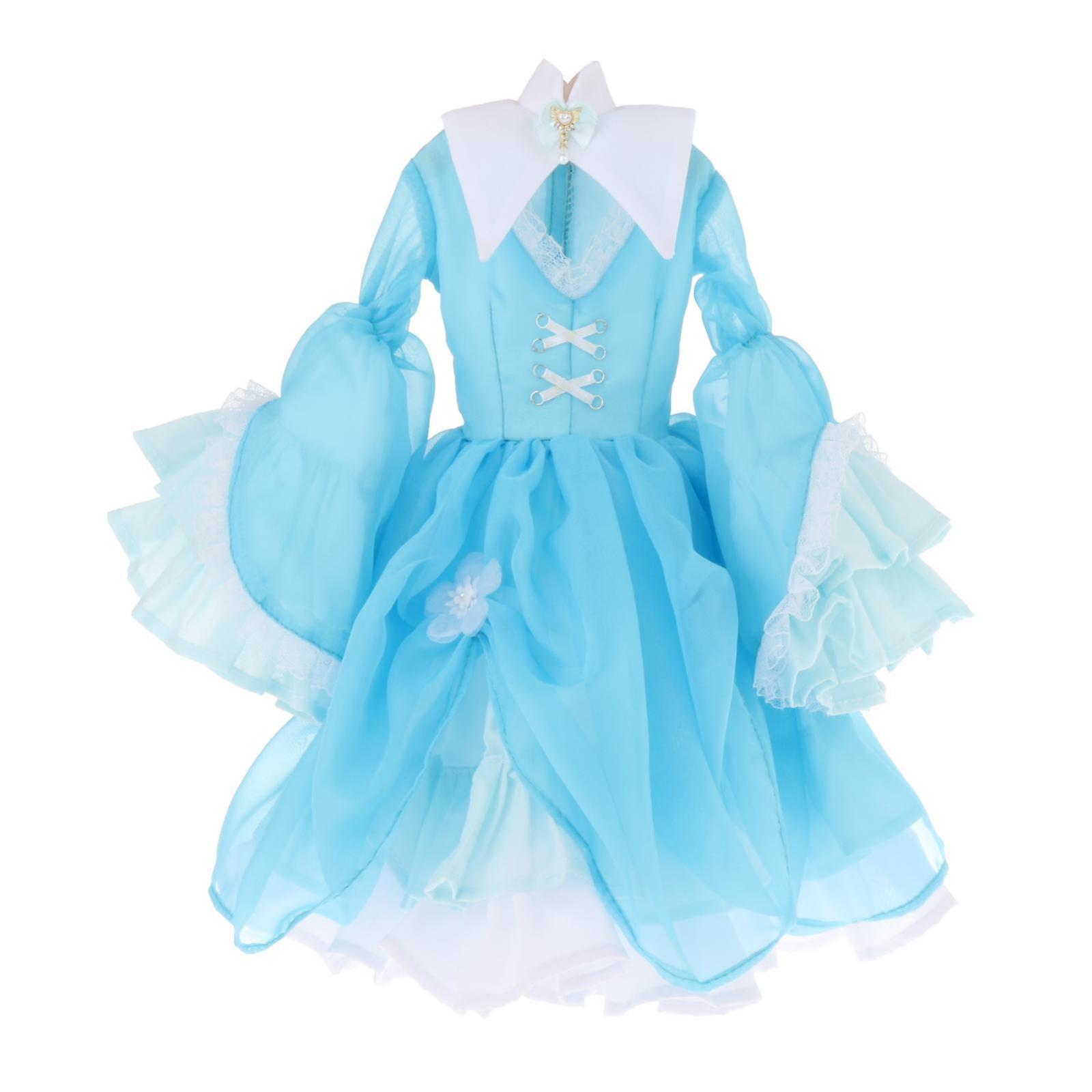 Klänning för 1/3 BJD-dockor, kulledad docka, dockkläder, kläder för barn, leksak, blå