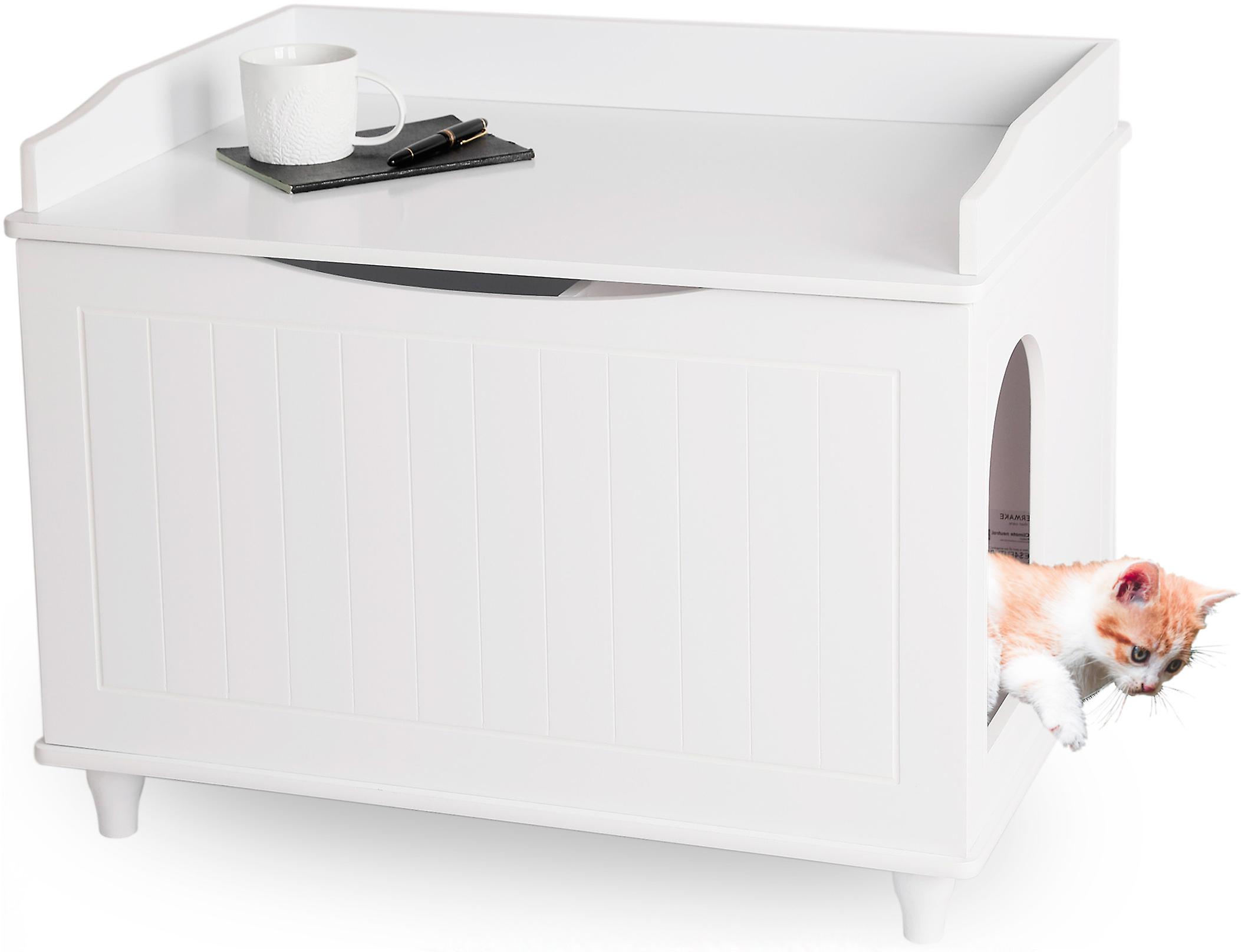 WONDERMAKE 61002: Cat Cabinet for Cat Litter Box Large Made of Wood, Cat House Cat Furniture Cat Cave
