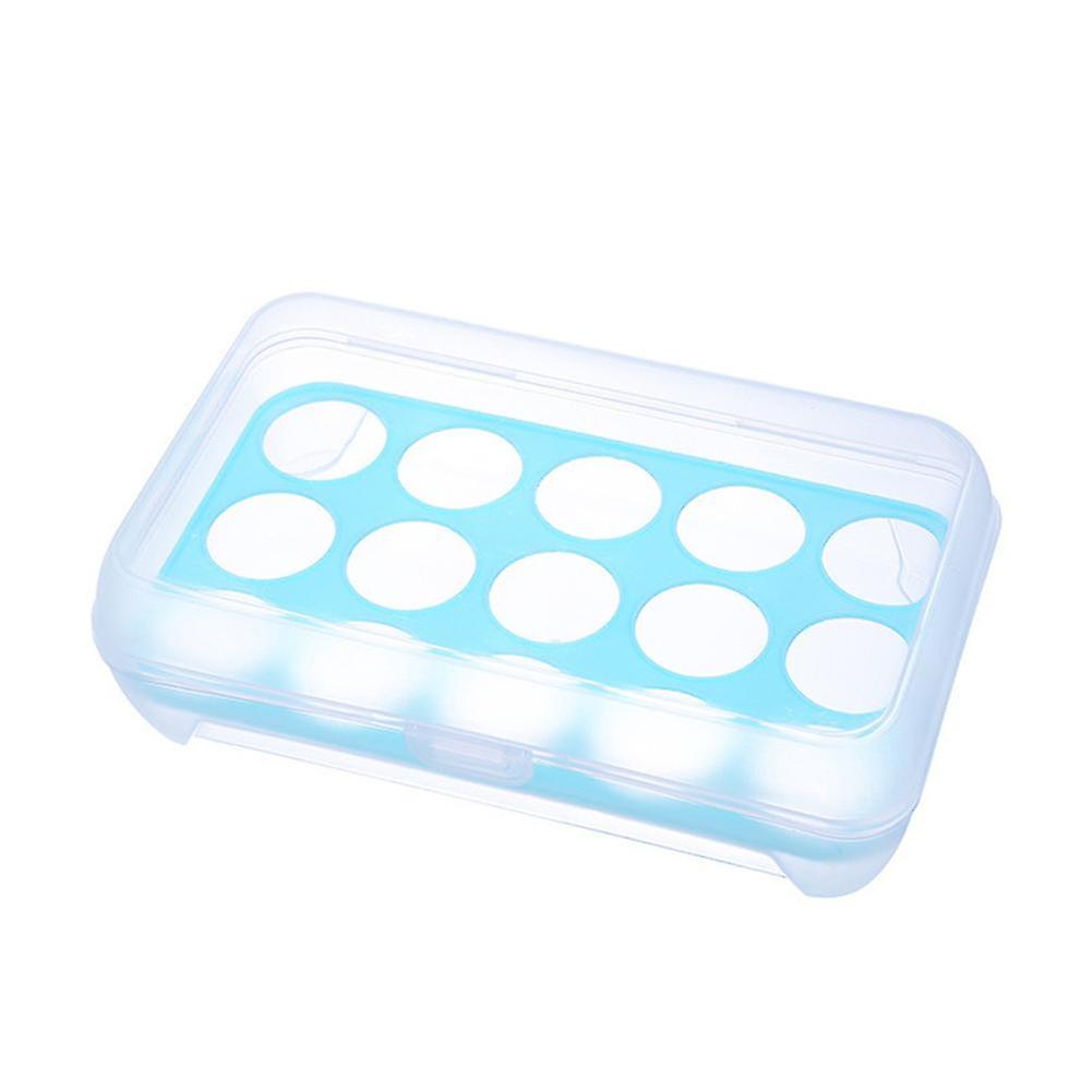 Egg Storage Holder Box 15 Grids Plastic Case for Refrigerator Kitchen, Stackable Food Container Organizer Blue