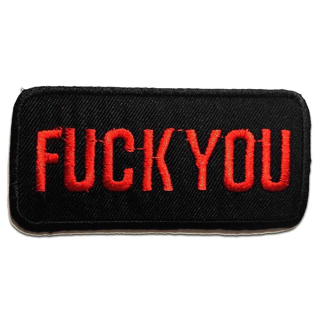 Patch / iron-on patch - Fuck you! Biker - black - 9 x 4.3 cm - Iron-on patch