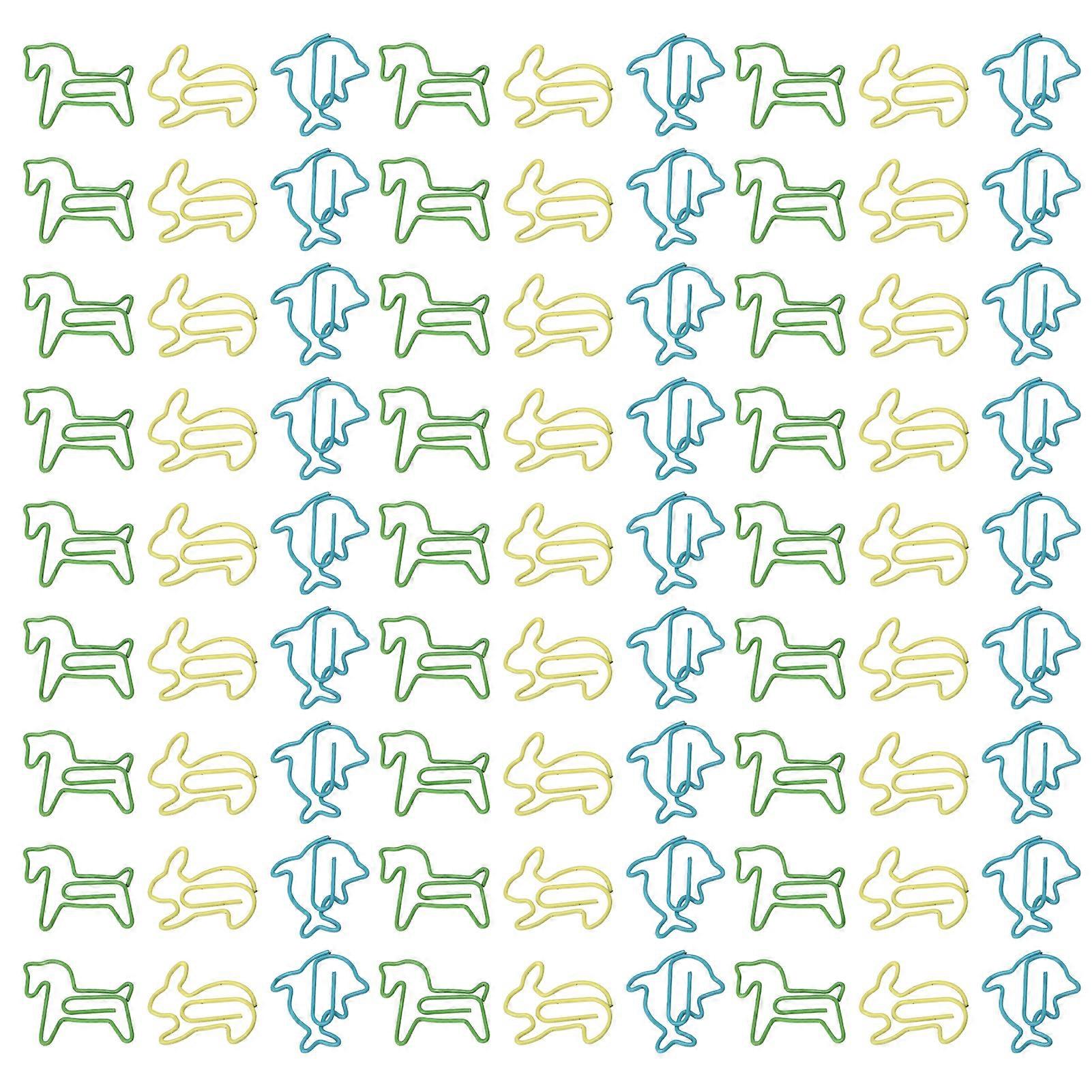 32 Box Paper Clips 3 Colors Innovative Pony Rabbit Dolphin Combo Small Metal Paperclips for Paperwork Office School