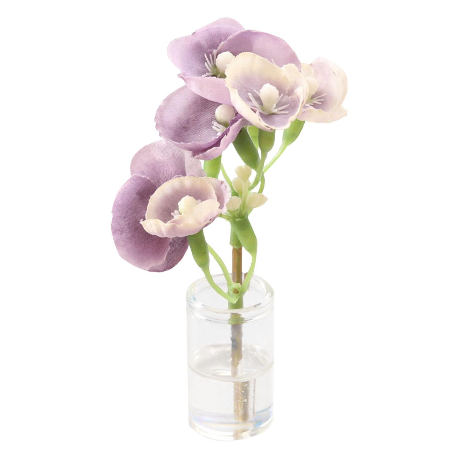 Dollhouse Saksılı Çiçekler Bitkiler Statik Manzara Modeli 1:6 Dekor Pembe İçin Manzara