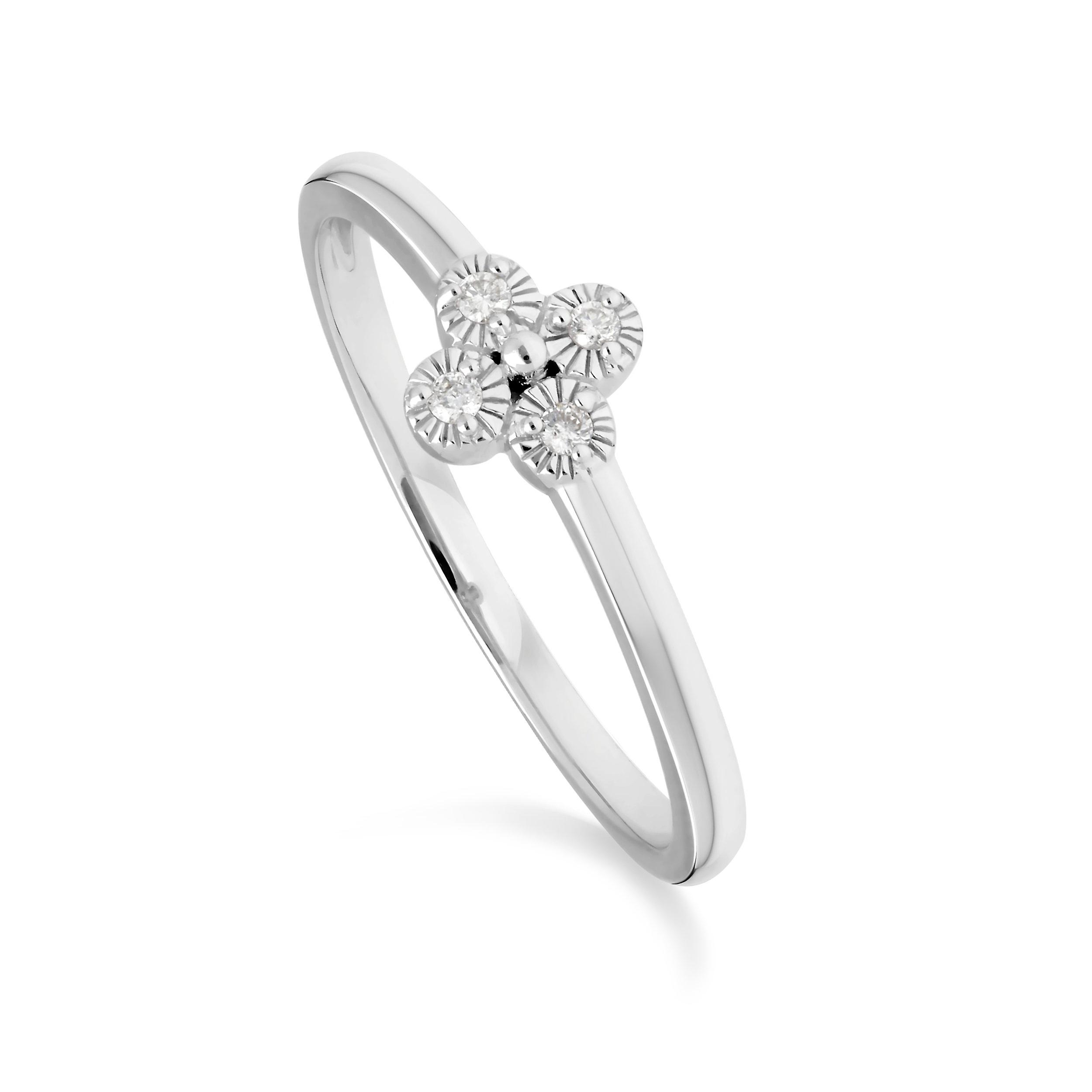 Diamond Flowers Ring in 9ct White Gold 162R0398019