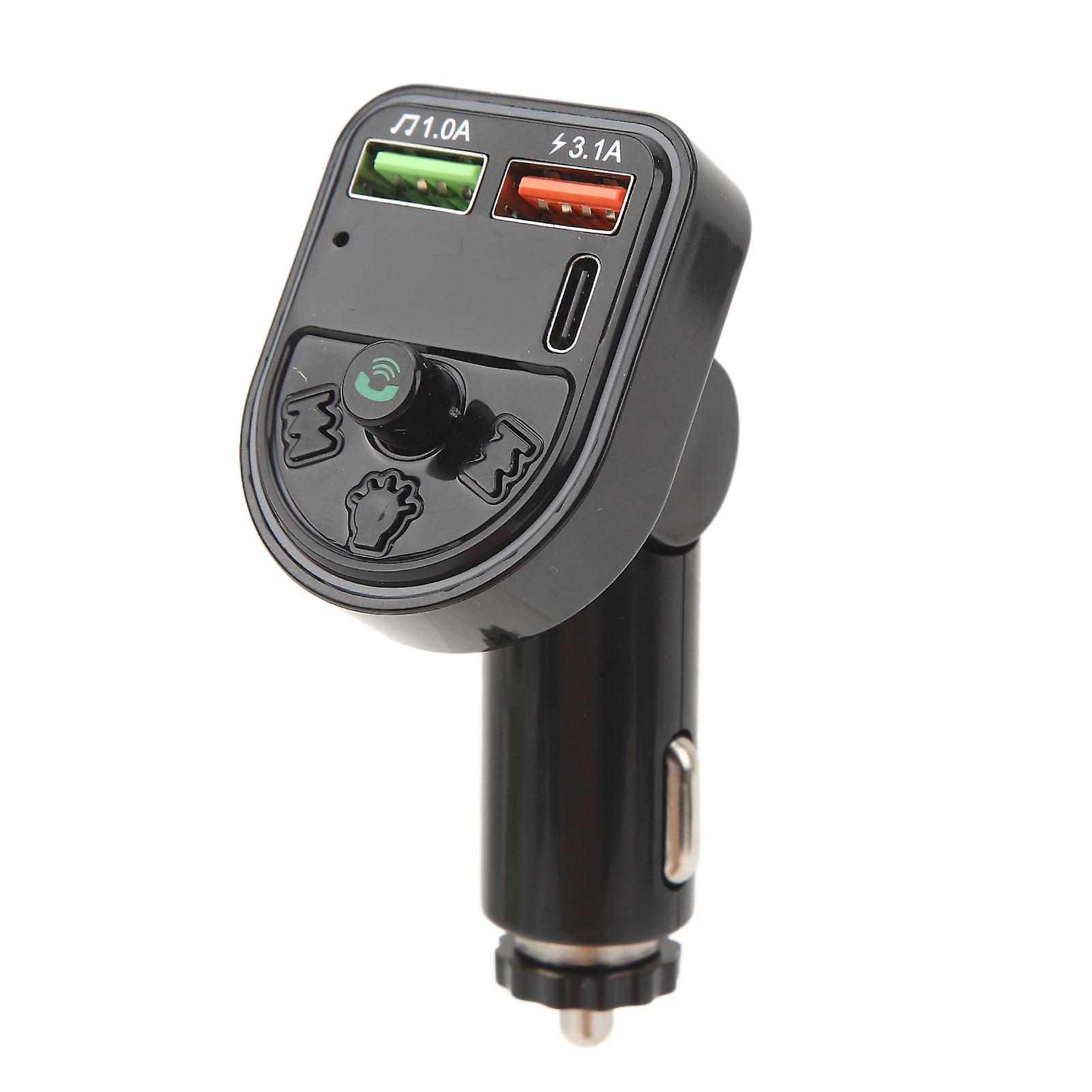 Car Transmitter Wireless Adapter FM Handsfree Call Music Player 2 Charging Port 7 Colors Light Car Accessory DC12‑24V