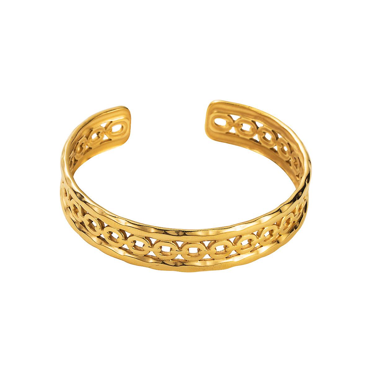 אירופאי ואמריקאי נירוסטה צמיד עיניים פתוח עלה חלול קלאסי פשוט גיאומטרי צמיד אישיות