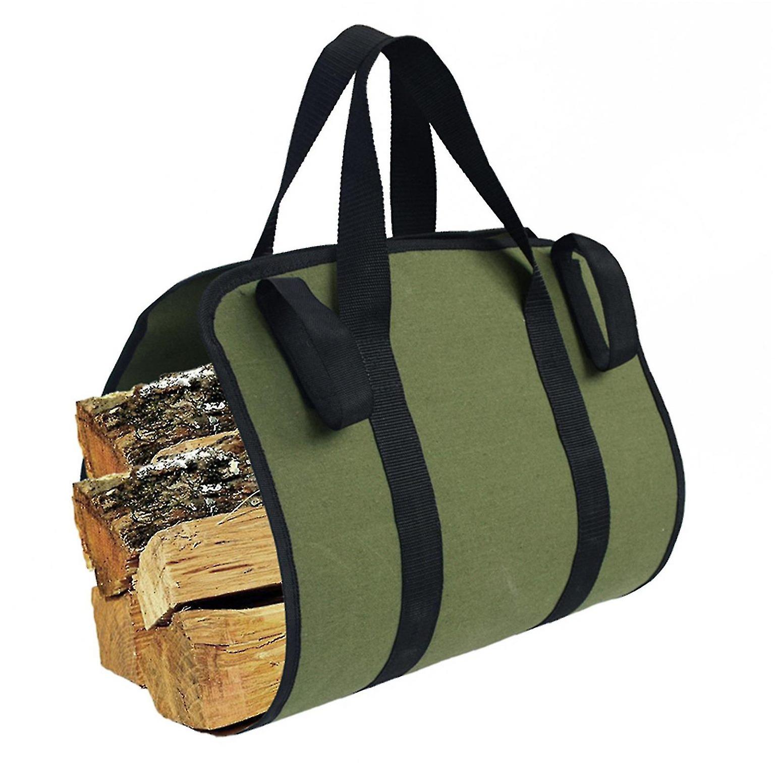 Portable Canvas Firewood Storage Bag with Large Capacity