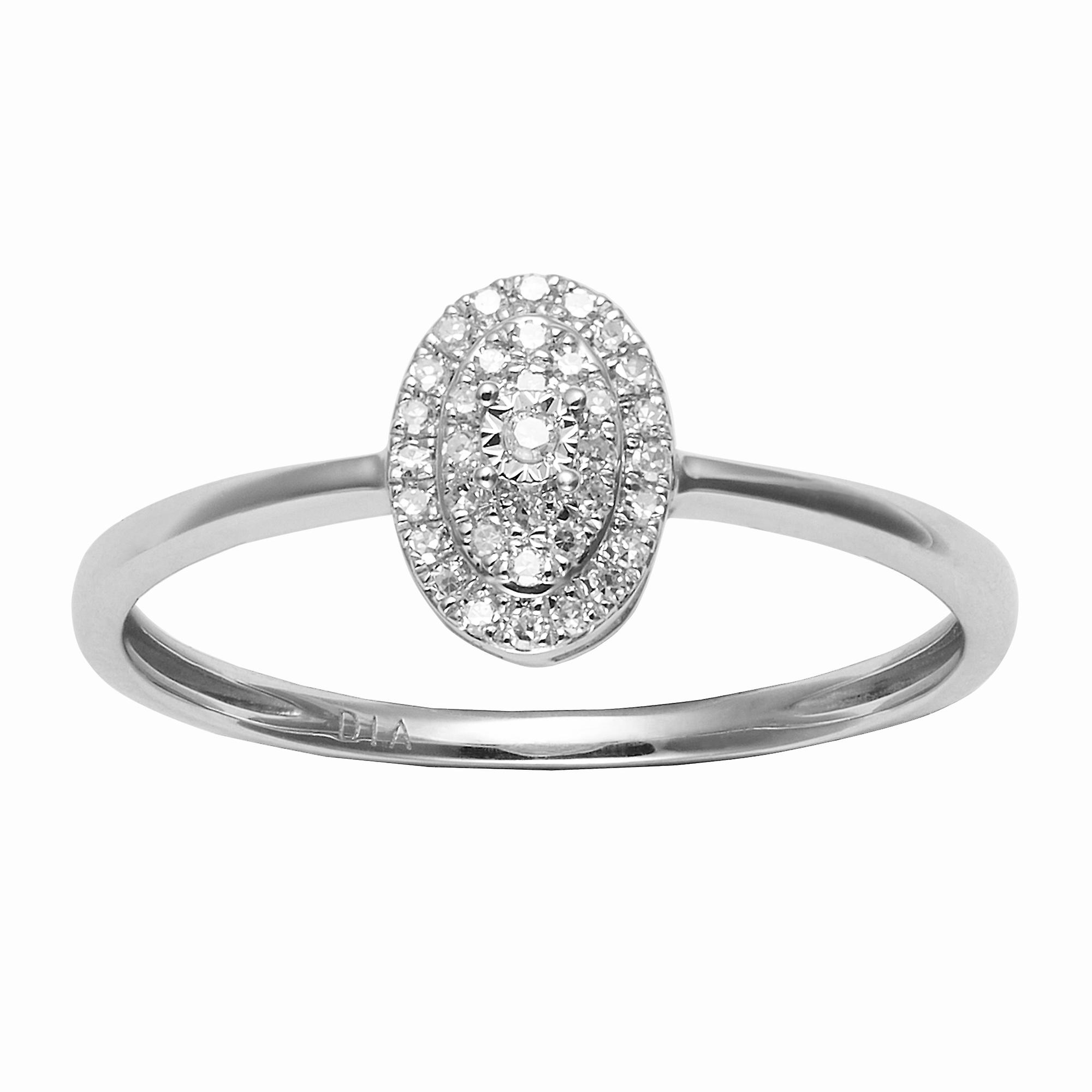 Classic Oval Diamond Cluster Ring in 9ct White Gold 47676R011