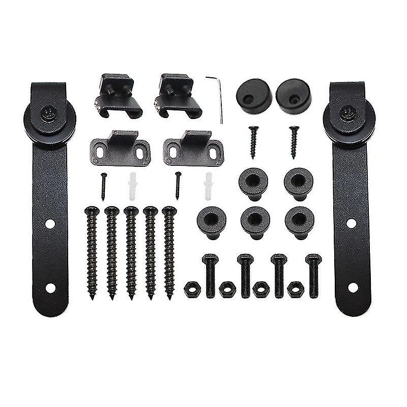 Mini Smooth Silent Sliding Barn Door Roller Track Rail Kit Hardware Cabinet Hanging Set With Hex Wrench Hardware Accessories