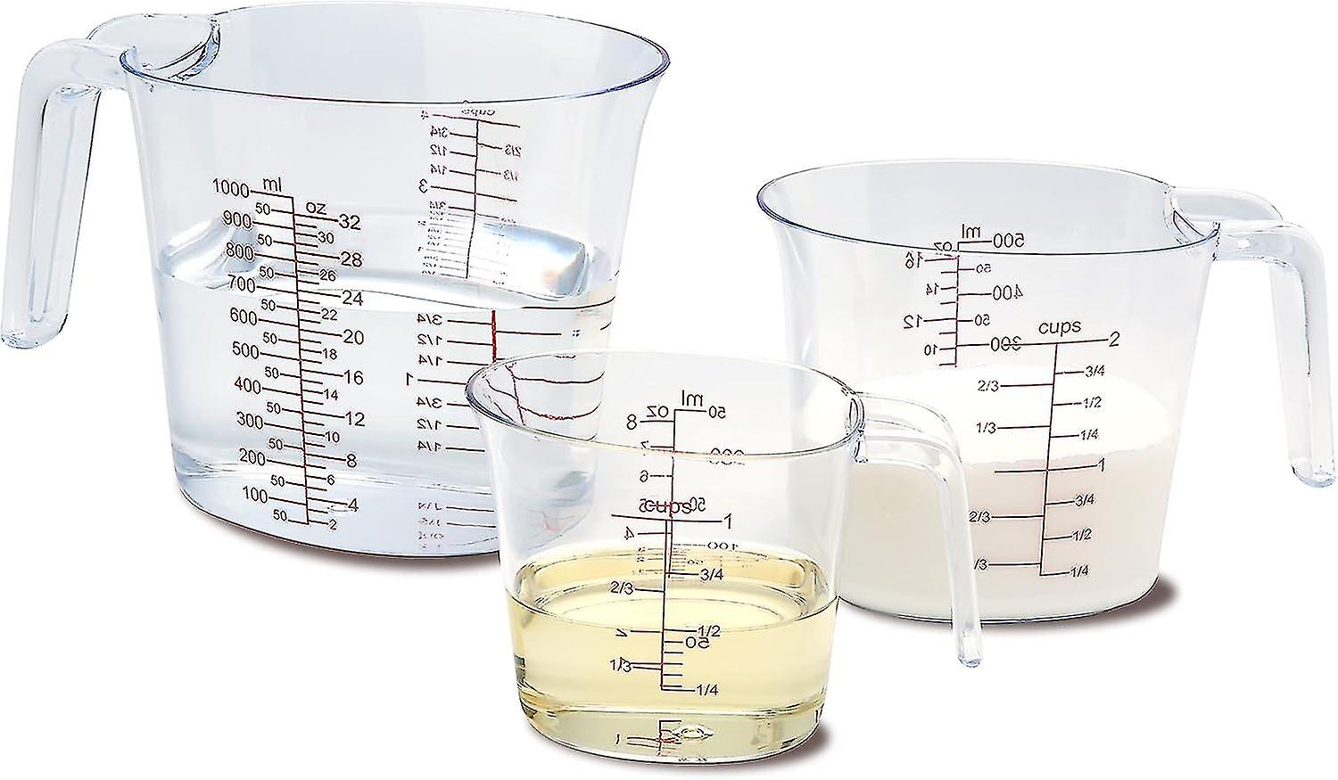 3-piece Measuring Cups Set, Plastic Measuring Cup  Plug-in Nesting Handle Stackable Design