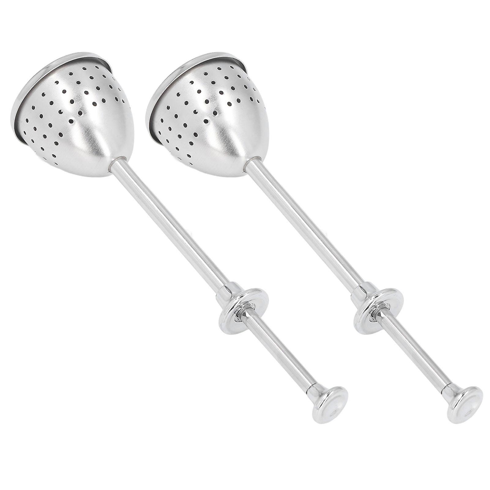 2Pcs Tea Strainer Long Handle Stainless Steel Infuser Filter Reusable Teapot Interval Diffuser 