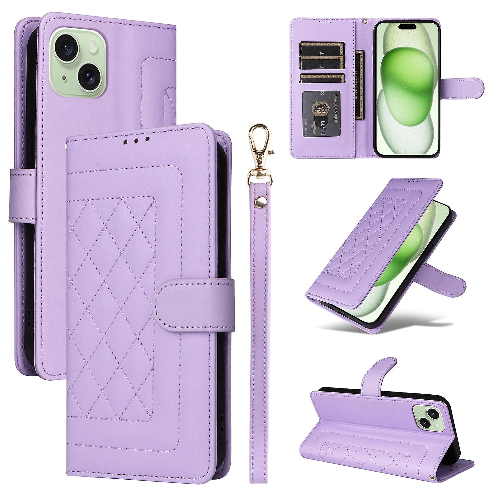 For iPhone 15 Plus Diamond Lattice Leather Flip Phone Case