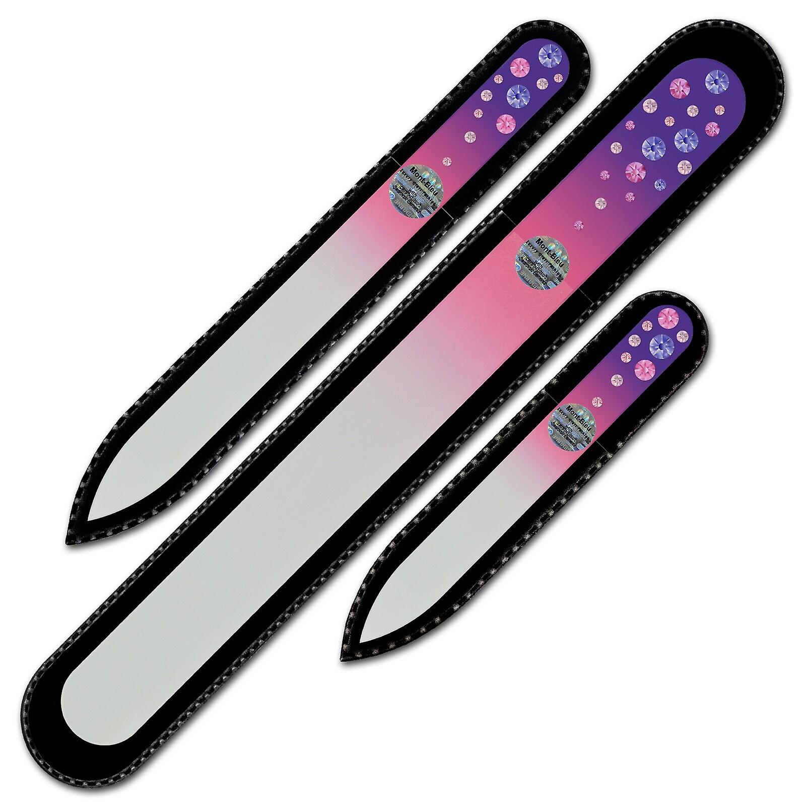 Set of 3 Glass Nail Files WC-BMS - Tanzanite - Rose