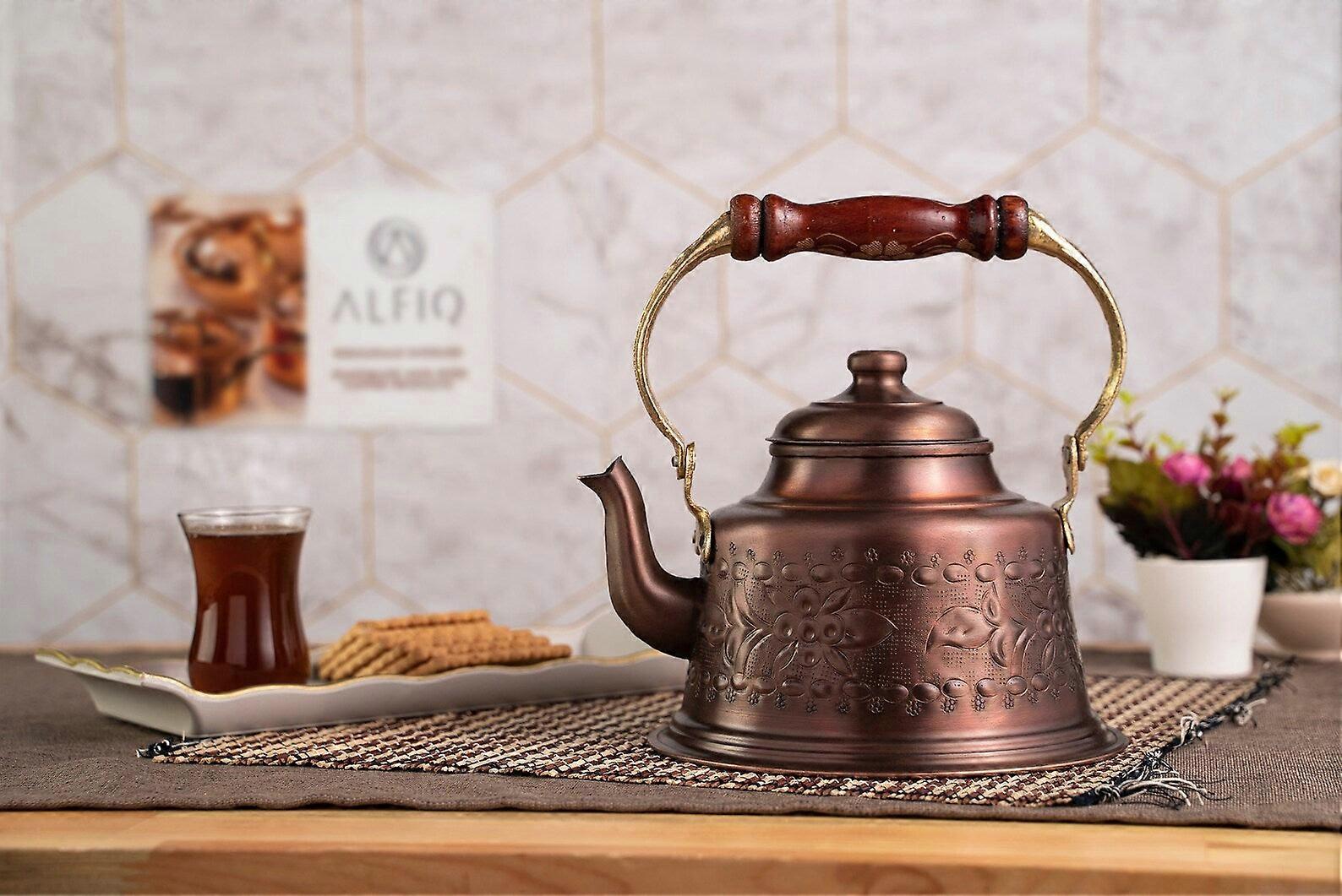 Handmade Engraved Copper Solid Copper Teapot Stovetop, 1.6 Quarts (1.5 Liter)