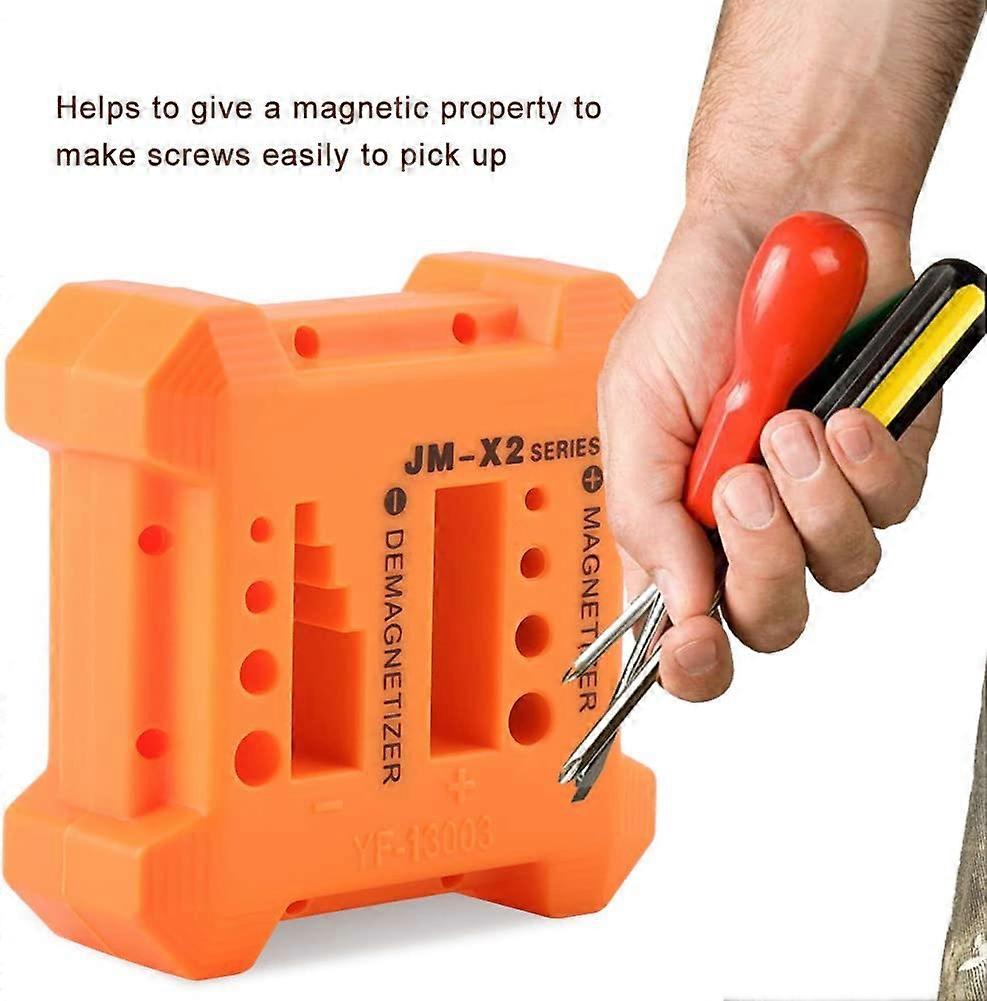 Professional Screwdriver Blade Magnetizer-Demagnetizer Pick Up Degaussing Tool for Screwdriver Bits Small Screw Tools Collecting Tool Orange
