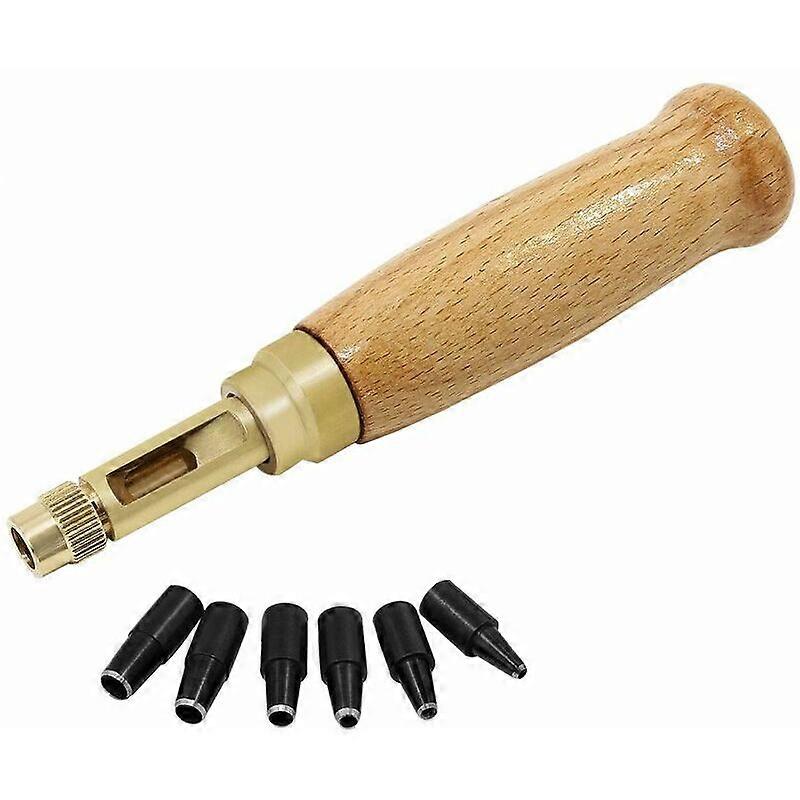Screw punch for leather - 6 tips - 1.5-4 mm - replaceable for sewing, leather, paper