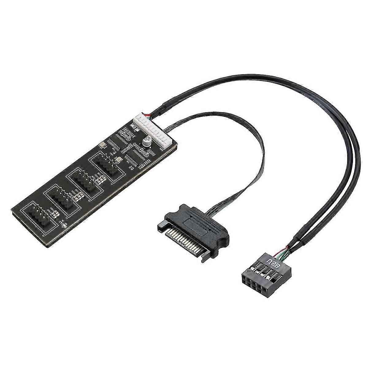 9Pin USB Header Splitter με καλώδιο τροφοδοσίας SATA, εσωτερική επέκταση διανομέα USB USB 2.0 Splitter Connect