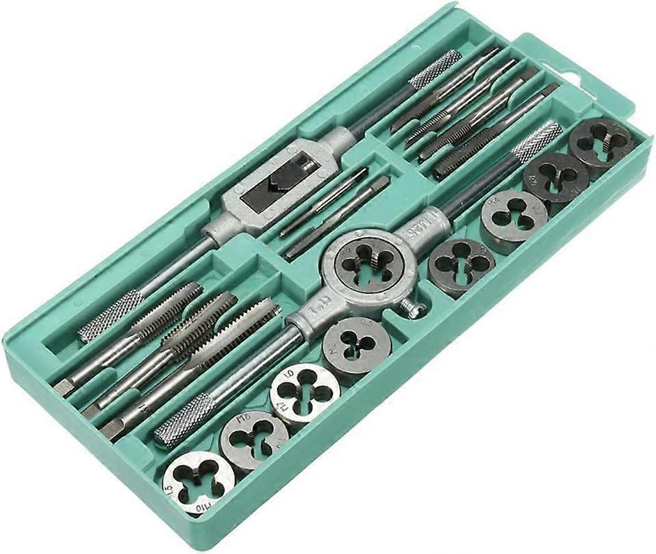 Set di rubinetti e stampi in acciaio inossidabile da 20 pezzi per filettatura in acciaio al tungsteno, scatola metallica