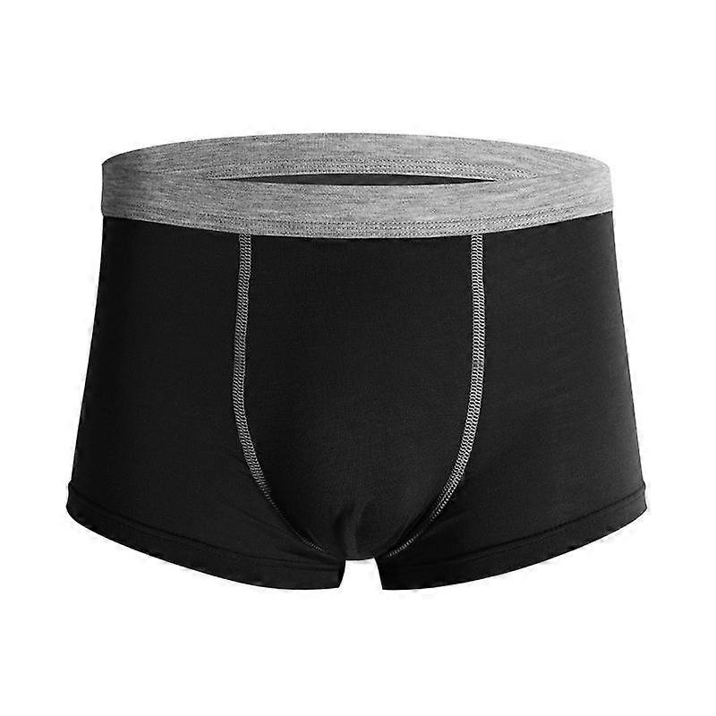 Modal Underwear Men's Breathable Ice Silk Feeling Fattening Flat Corner Shorts - 4 Pairs-black