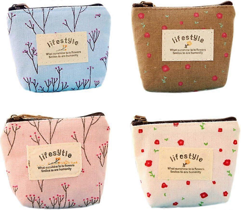 4 قطع مصغرة قماش عملة محفظة المرأة محفظة عملة حقيبة حامل حقيبة صغيرة لطيف حقيبة التخزين