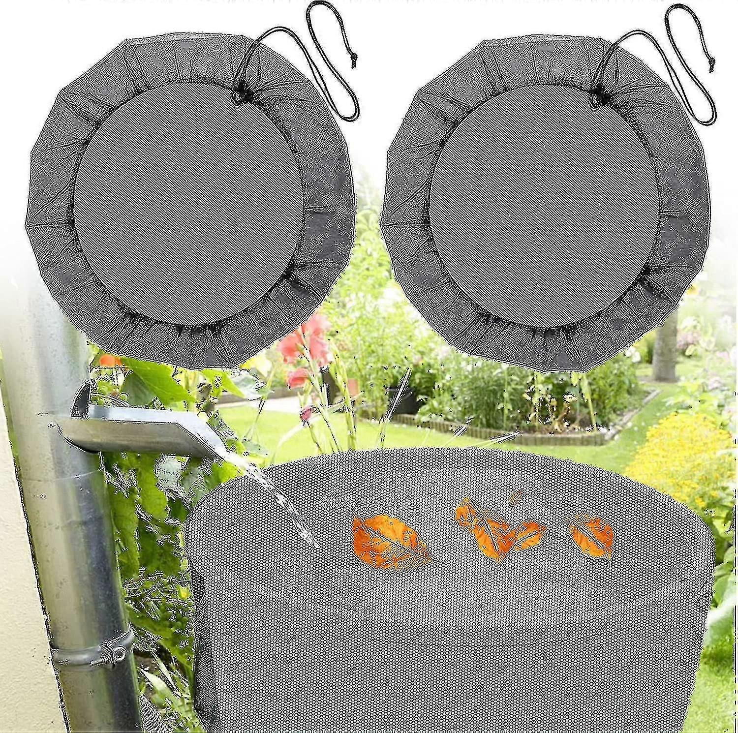 2 Pcs Net For Rain Barrel, 95 Cm Rain Barrel Cover With Drawstring, Adjustable Protection Net, Protection Against Leaves, Mosquitoes