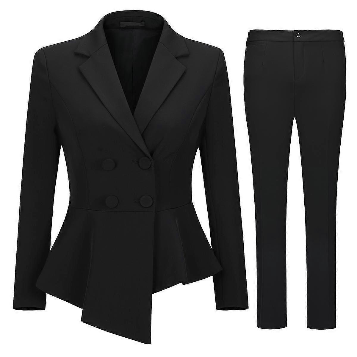 المرأة 2 قطعة الأعمال المهنية مكتب سيدة مزدوجة الصدر غير متماثل سليم صالح دعوى (سترة + السراويل)