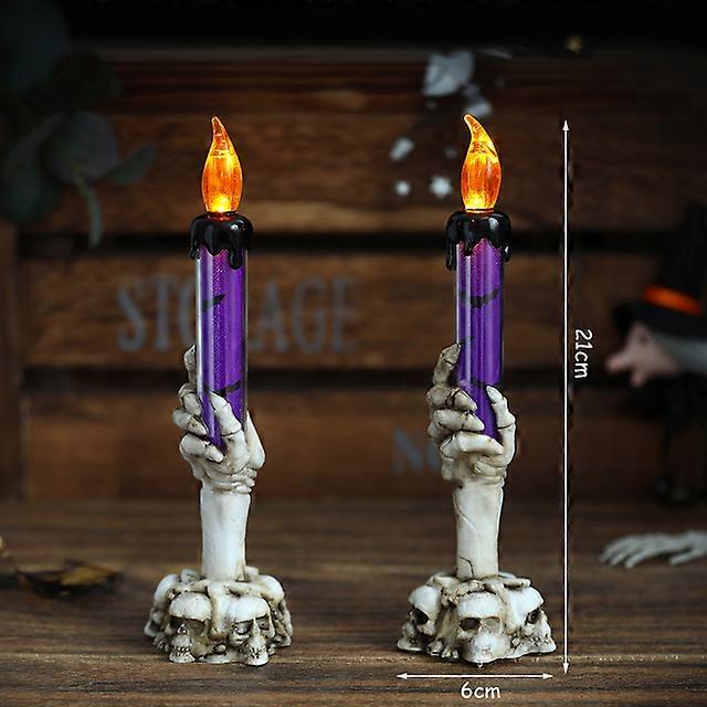 1/2/3pcs Halloween Skull LED Candlestick Skeleton Ghost Hand Flameless Candle Holder Lamp Lights for Halloween Party Decorations