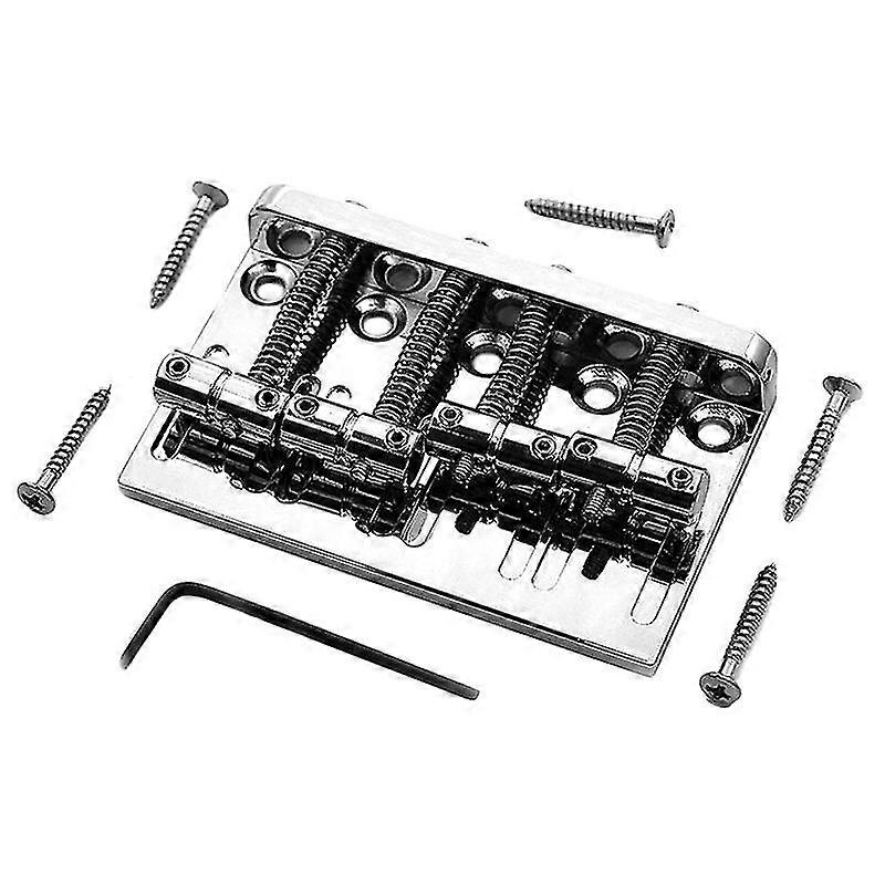 4 String Hardtail Bass Guitar Bridge For Fender Precision Jazz Bass Style Bass, Chrome