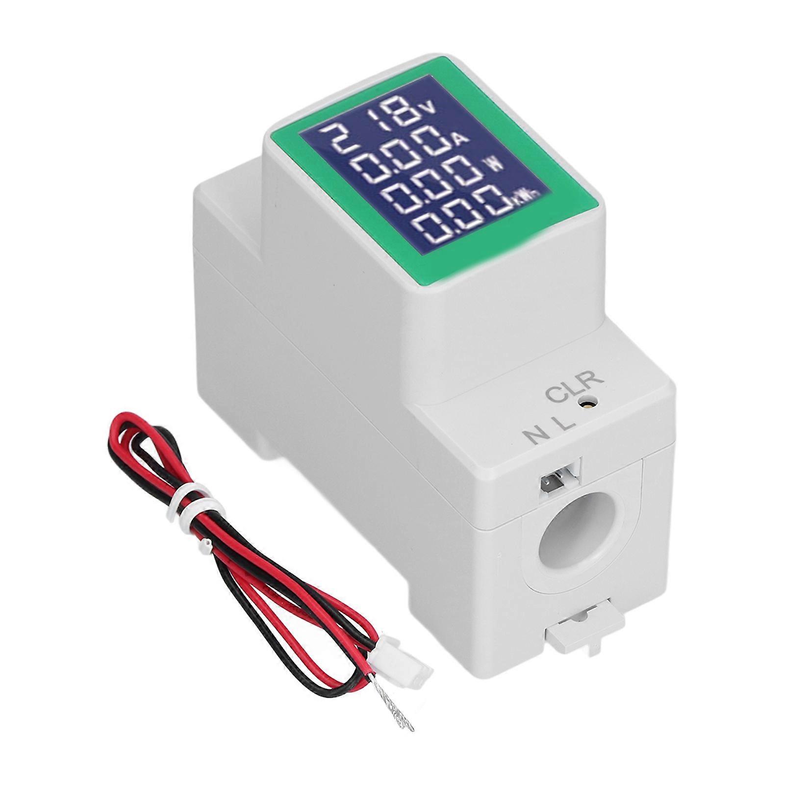 DIN Rail Meter Digital Voltmeter Ammeter Power Energy Monitor Multimeter Tester AC50?300V 100A