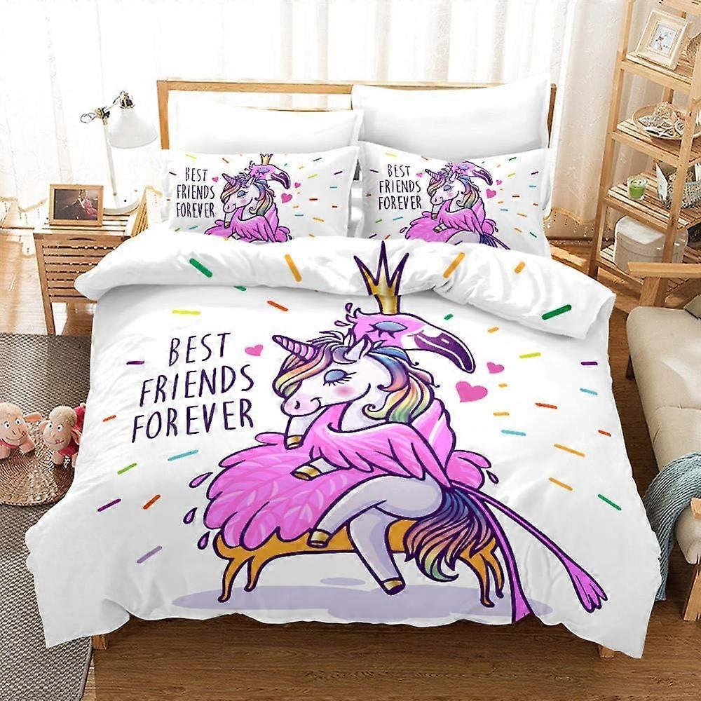 Beddengoed Sets D Eenhoorn Kleur Digitale Druk Dekbedovertrek en kussensloop Polyester ritssluiting Jongens 135*200 CM