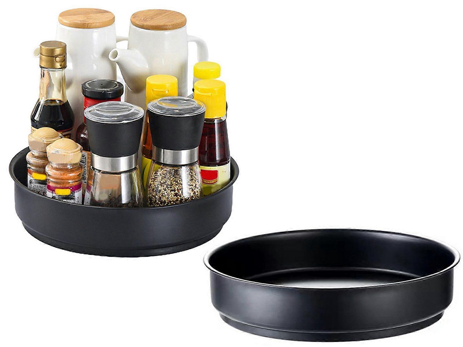 2Pcs Rotating Spice Rack Cabinet Turntable Organizer Tray for Kitchen Bathroom