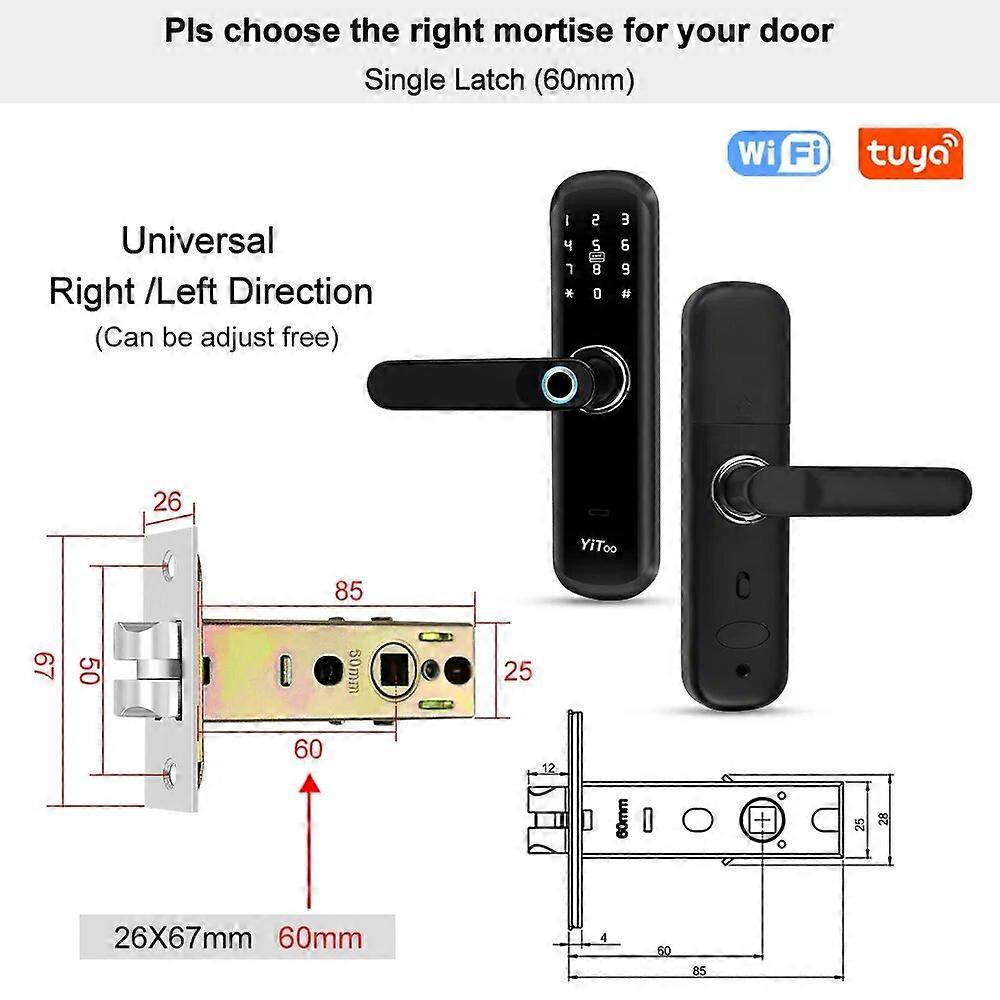 S3 Smart Fingerprint Door Lock with Wifi Tuya APP Remotely RFID Cards Password Keys Unlock Outdoor Waterproof USB