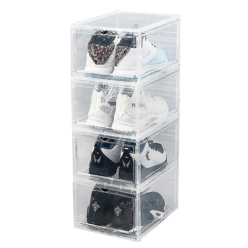 Shoe Box Stackable, Shoe Box Clear Shoe Storage Box Foldable Tw
