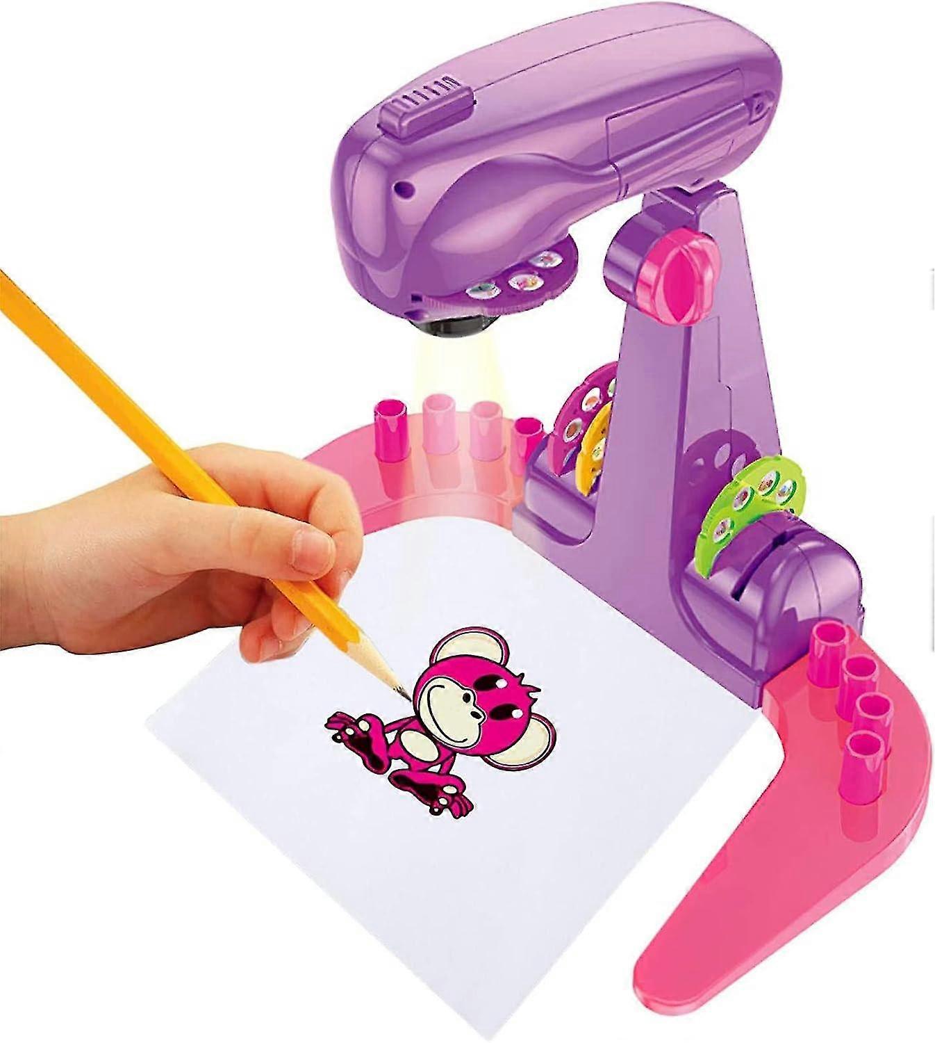 Drawing Projector For Kids, Erasable Doodle Board Intelligent Draw Projector With 4 Cartoon Patters And 12color Brushes