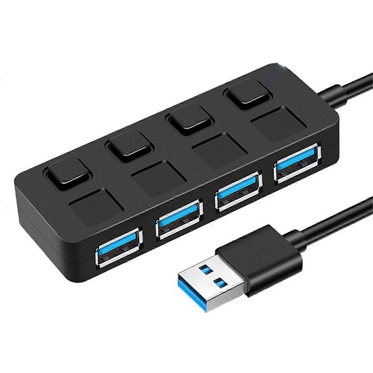 4-Port Button USB3.0 HUB Switch USB Splitter1 to 4 Hub Type-C Extender for Laptop Computer Accessor