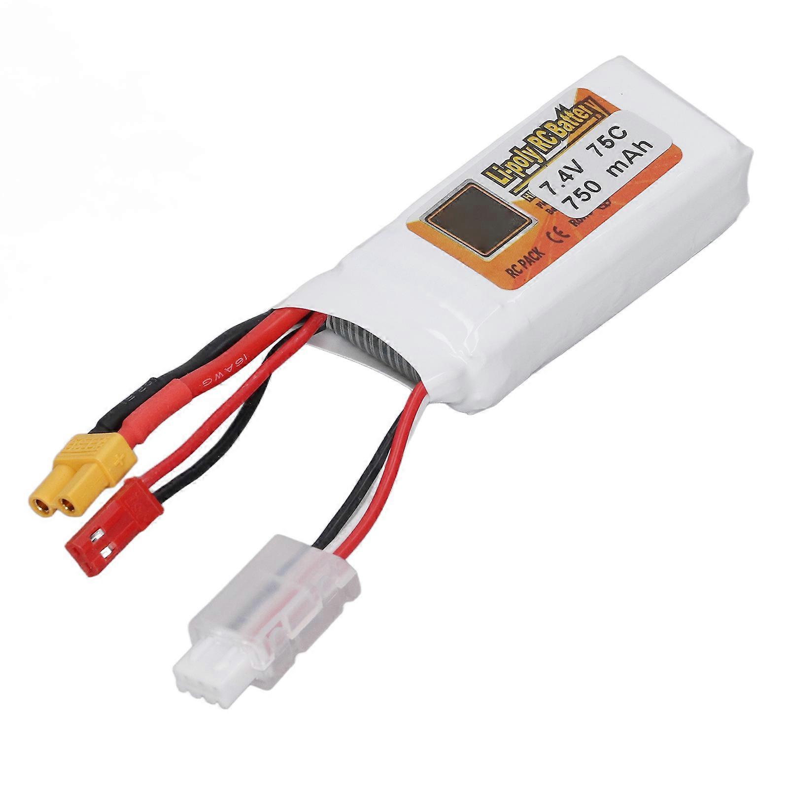 Lipo Battery 2S 75C 750mAh 7.4V Li Poly RC Battery with JST XT30 Plug for QAV250 Racing Quadcopter