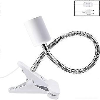 Suporte de lâmpada clip-on E27 com interruptor de tartaruga, soquete cerâmico E27 flexível para lâmpada quente, lâmpada Uv, lâmpada de planta, temperatura ajustável (sem lâmpada)