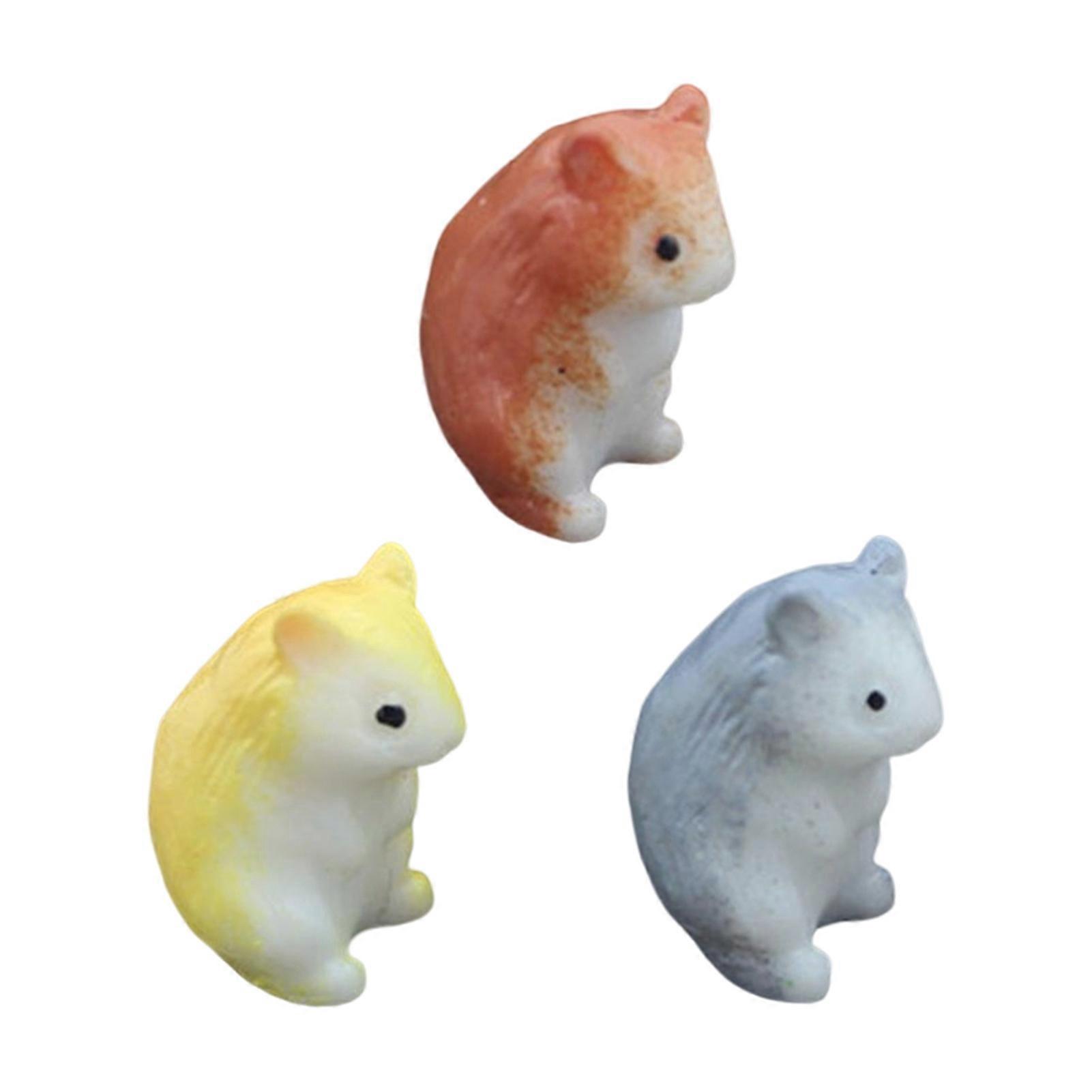 3Pcs Hamster Ornament DIY Decorative Resin Micro Landscape Animal Accessories Home Decor
